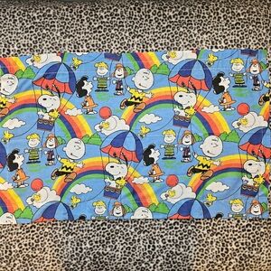 Vintage Colorful Curtains Snoopy Rainbow Hot Air Balloon Window Valance, EUC